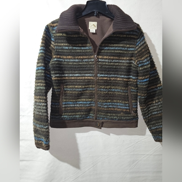 Tsunami Jackets & Blazers - Striped Brown and Blue Women's Jacket